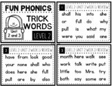 Fun Phonics Trick Word Review Cards- Level 2 Unit 2 & 3