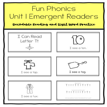 Preview of Fun Phonics Unit 1 Decodable ABC Books (2 Versions)