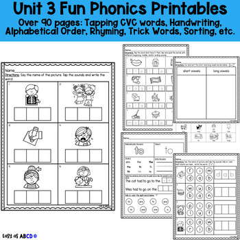 Preview of Fun Phonics Unit 3: Decoding, CVC Words, and More