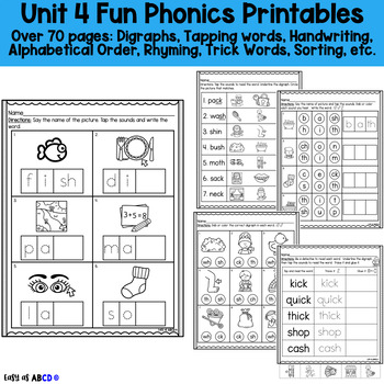 Preview of Fun Phonics Unit 4: Digraphs, Trick Words, and More