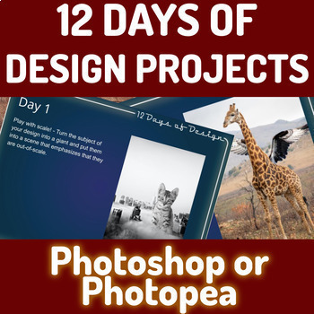 Preview of Fun Photoshop holiday project - 12 Days of Design Prompts - Adobe or Photopea