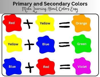 Preview of Fun Primary and Secondary Colors for Preschool, Montessori, Homeschooling
