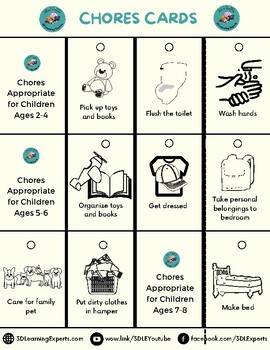 Preview of Fun Printable Chores Cards for Kids