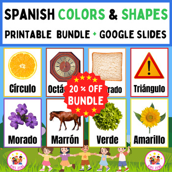 Preview of Fun Printable & Digital Shapes and Colors Bundle. In Spanish With Google Slides