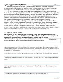 Psychology Fun Activity Myers Briggs Personality Type Worksheet Package Hot Sex Picture