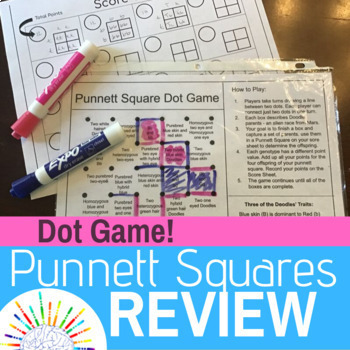 Preview of Fun Punnett Square Genetics Practice Review Dot Game! NO PREP! Print and Go!