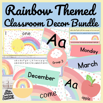 Preview of Back To School Rainbow Classroom Decor - Name & Desk Tags Bundle