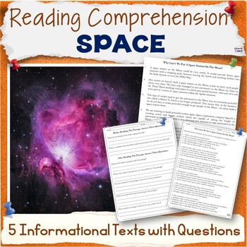 Preview of Reading Comprehension Passages and Questions Middle School Test Prep - Space