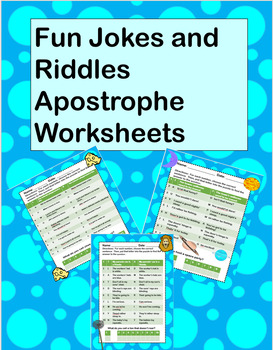 Preview of Fun Riddles and Jokes Apostrophe Worksheets