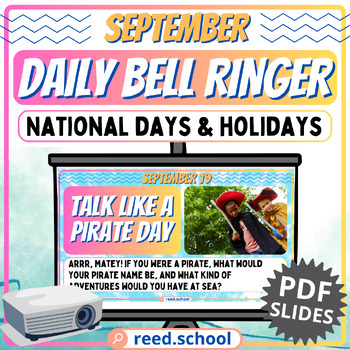 Preview of Fun September Bell Ringer: National Days and Holidays PDF Slides