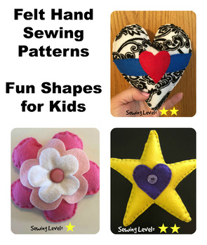 Preview of 3 Fun Shapes Felt Hand Sewing Patterns Bundle