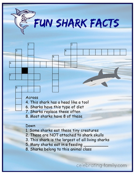 Fun Shark Facts Crossword Puzzle by Social Studies Lady TPT