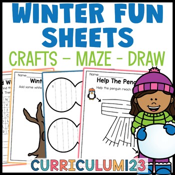 Preview of Fun Sheets Winter Edition Winter Break Craft Maze Word Search Template