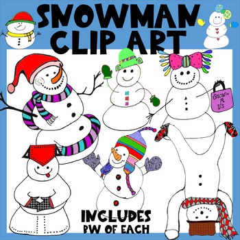 Snowmen Clip Art by Lower Mountain Teachings | Teachers Pay Teachers