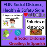 Fun Social Distance Safety Signs and Greetings SPANISH BUN