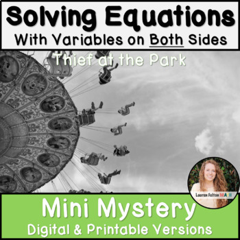 Preview of Fun Solving Multi Step Equations with Variables on Both Sides Activity Mystery