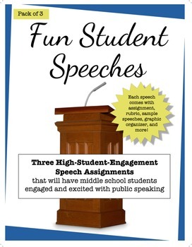Preview of Three engaging middle school speech assignment with rubrics, sample work & more