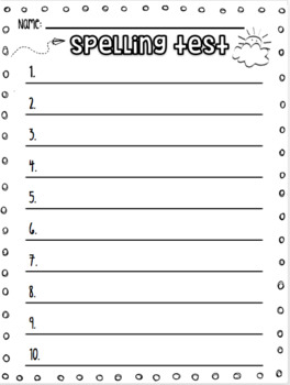 Fun Spelling Test Templates - for 10, 15, and 20 words + bonus versions