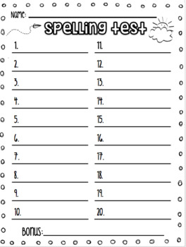 Fun Spelling Test Templates - for 10, 15, and 20 words + bonus versions