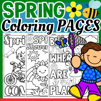 Preview of Spring Coloring Pages Activities - Fun Springtime Break Season Unit Worksheets