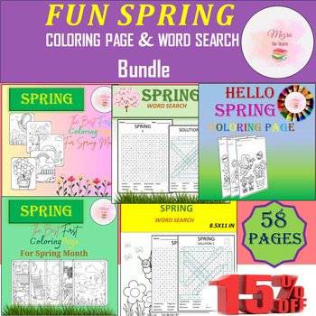 Preview of Fun Spring Coloring Pages & Word Searches |Classroom Flower Craf-& March Bundle