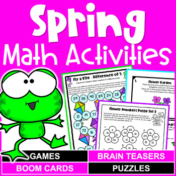Preview of Fun Spring Math Activities - Worksheets, Games, Puzzles - Spring Break Packet