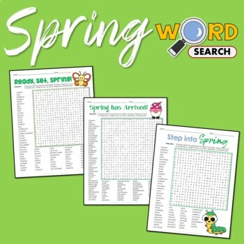 Preview of Fun Spring Break Word Search / Find Hard Puzzles Activity Vocabulary Worksheets