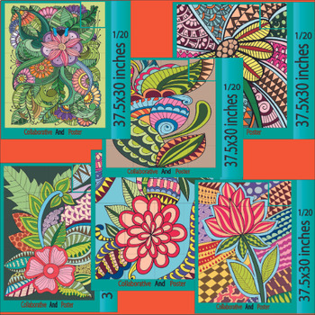 Preview of Fun Spring Zentangle Collaborative Posters | Classroom Springtime -puzzle Bundle