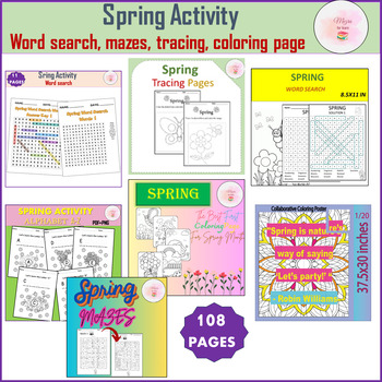Preview of Fun Spring morning Activity Coloring Pages |Classroom Flower Craf-& April Bundle