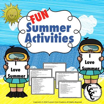 Fun Summer Activities by Custom Core Creations | TPT