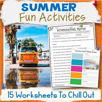 Preview of Summer Activity Packet - Summer School Worksheets, Prompts, ELA Sub Plans