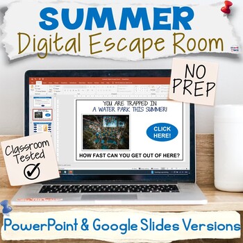 Preview of Summer Digital Escape Room, NO PREP Trivia Fact Research Summer School Activity