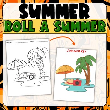 Preview of Fun Summer Roll Dice Game, Craft&Activities, Color by Number, End Of The Year