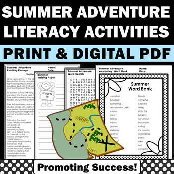 Preview of Summer Word Search Writing Prompts Reading Coloring Sheets Paper Morning Work