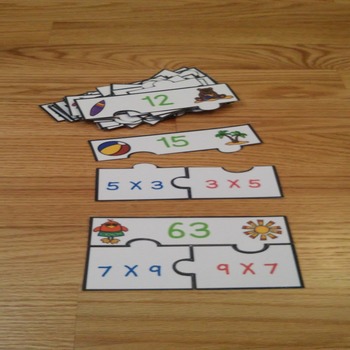Preview of Fun Summer School Math Activity Game Puzzles 3rd Grade Commutative Property