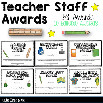 Fun Teacher And Staff Awards End Of Year By Little Ones And Me Tpt