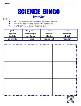Preview of Fun Test Taking Science Vocabulary BINGO Printable & Easel