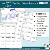 Fun Test Taking Vocabulary BINGO Printable & EDITABLE High