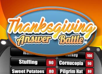 Preview of Thanksgiving Game Answer Battle Trivia Family Powerpoint Mac PC iPad Compatible
