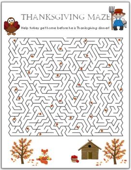 Preview of Fun Thanksgiving Maze - Save the Turkey! Easy No Prep Activity!