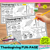 Fun Thanksgiving Placemat Activity Early Finisher Morning 