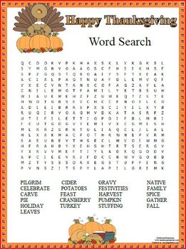 Fun Thanksgiving Word Search Activity by Mueller Materials | TpT