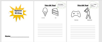 Preview of Fun, This or That -Opinion Writing Packet Practice