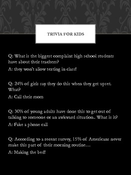 Fun Trivia Questions For Kids By Kimberly Dendy Tpt