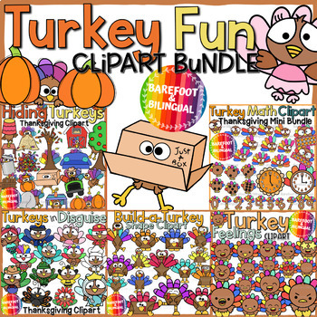 Preview of Fun Turkey Clipart Bundle | Thanksgiving Clip Art