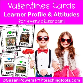 Preview of Fun Valentine's Cards for the IB PYP Learner Profile and Attitudes