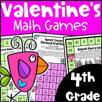 Preview of Fun Valentine's Day Math Activities - 4th Grade Games - February Activities