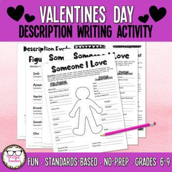Preview of Fun Valentines Day Descriptive Writing Activity for Middle School ELA