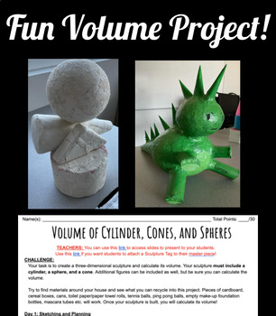 Preview of Fun Volume Project - Volume of Cylinder, Cones, and Spheres