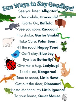 Preview of Fun Ways to Say Goodbye! (UPDATED!)